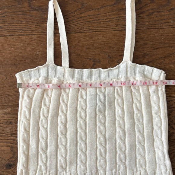 By Anthropologie Cropped Cream Cable Knit Tank Top - Picture 6 of 9